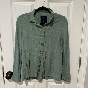 US Polo Linen Blend Sage Green Button Down Shirt -‎ Size Medium